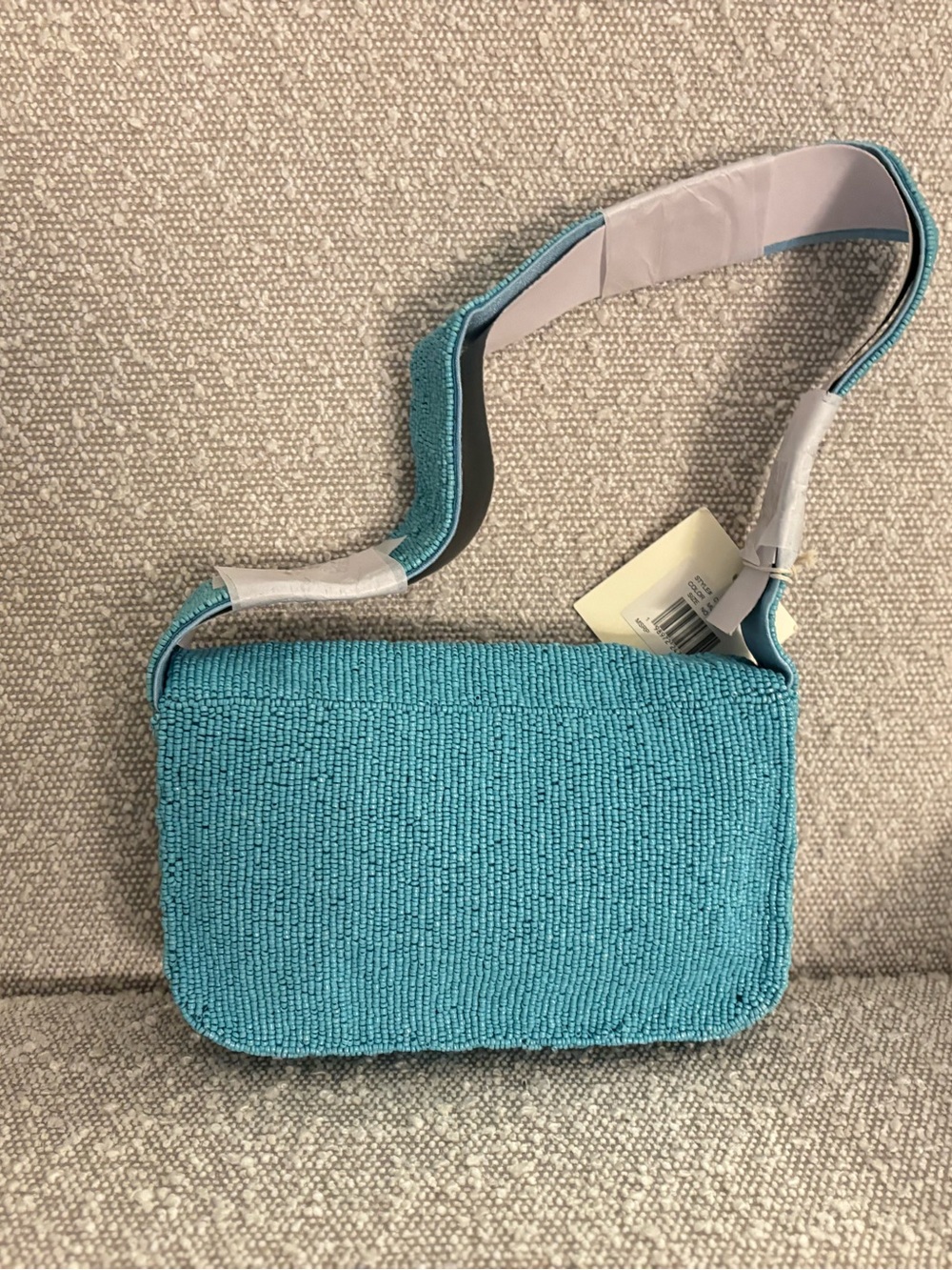 Sol & Mer Beaded Flamingo Beach Crossbody Bag - Blue & Pink - Picture 2 of 2